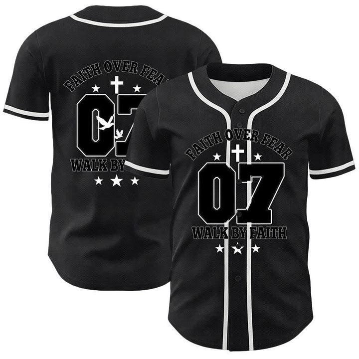 Christianartworkshop Camiseta de béisbol unisex Faith Over Fear Walk By Fear Número 07 Dove Cross - Blanco - 5XL - image 3