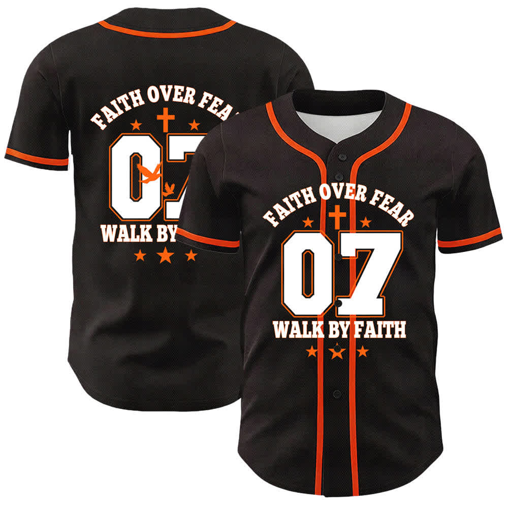 Christianartworkshop Camiseta de béisbol unisex Faith Over Fear Walk By Fear Número 07 Dove Cross - Naranja - 5XL - image 9