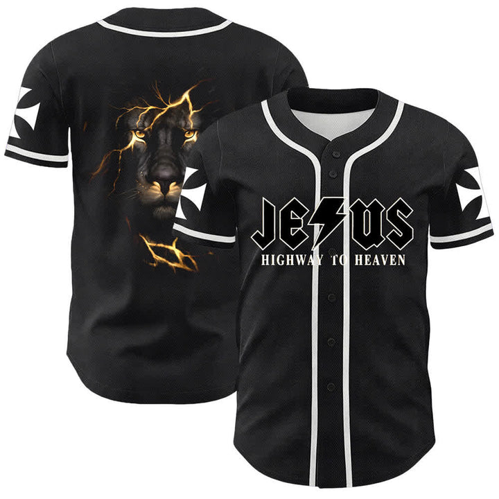Camiseta de béisbol unisex con la imagen del León de Judá de la serie "Jesus Highway To Heaven" de Christianartworkshop, hecha con un carruaje al cielo. - Blanco - 5XL - image 3