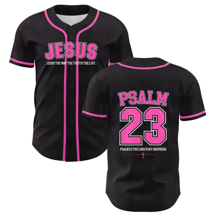 Camiseta de béisbol unisex de Christianartworkshop con el Salmo 23 de Jesús: El Señor es mi pastor. - Rosa - 5XL - image 9