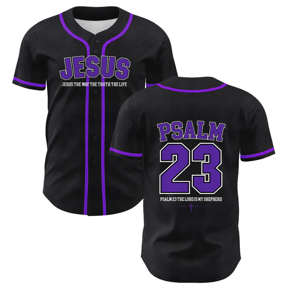 Camiseta de béisbol unisex de Christianartworkshop con el Salmo 23 de Jesús: El Señor es mi pastor. - Púrpura - 5XL - image 21