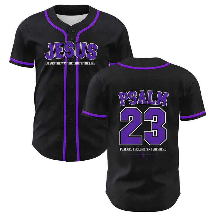 Camiseta de béisbol unisex de Christianartworkshop con el Salmo 23 de Jesús: El Señor es mi pastor. - Púrpura - 5XL - image 21