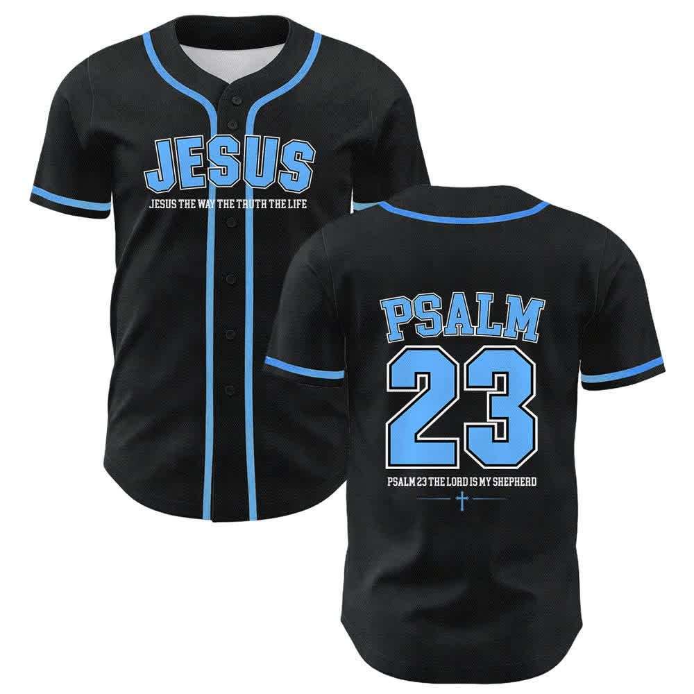 Camiseta de béisbol unisex de Christianartworkshop con el Salmo 23 de Jesús: El Señor es mi pastor. - Azul - 5XL - image 3