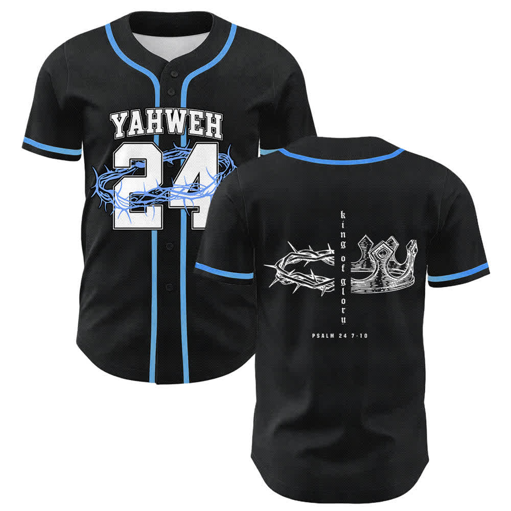 Christianartworkshop Camiseta de béisbol unisex Yahweh 24 Rey de Gloria Salmo 24 - Azul - 5XL - image 0