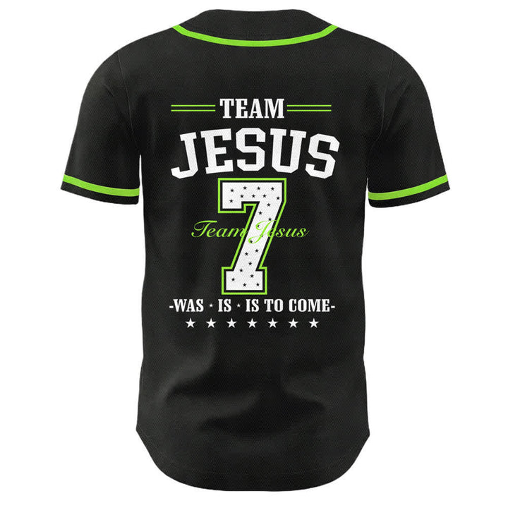 Camiseta de béisbol unisex del equipo de Christianartworkshop Jesús número 7: Fue, es, es y vendrá. - image 19