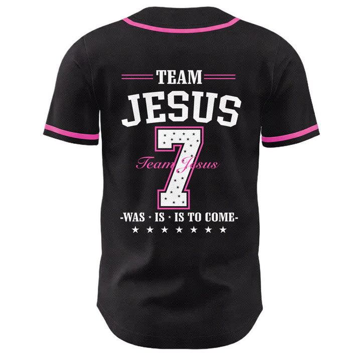 Camiseta de béisbol unisex del equipo de Christianartworkshop Jesús número 7: Fue, es, es y vendrá. - image 10