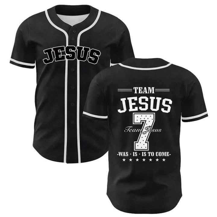 Camiseta de béisbol unisex del equipo de Christianartworkshop Jesús número 7: Fue, es, es y vendrá. - Blanco - 5XL - image 6