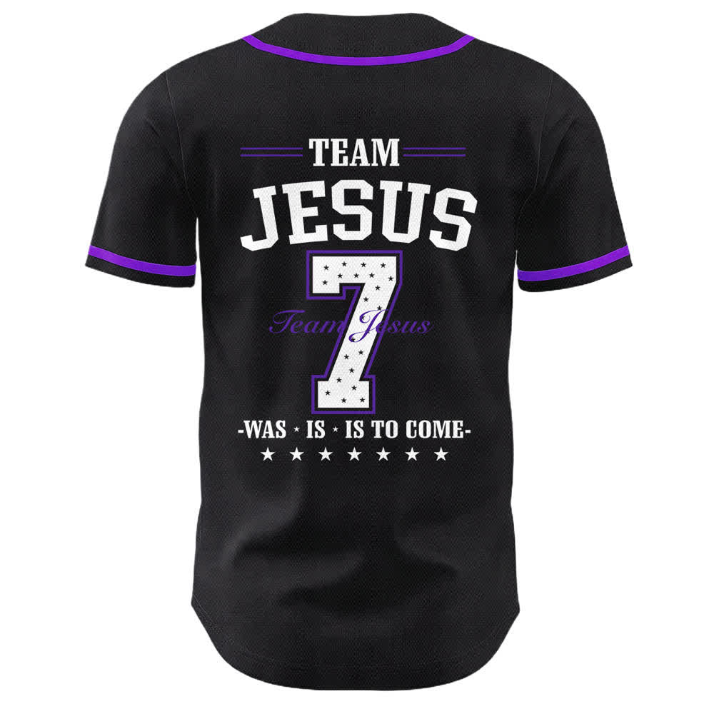 Camiseta de béisbol unisex del equipo de Christianartworkshop Jesús número 7: Fue, es, es y vendrá. - image 22