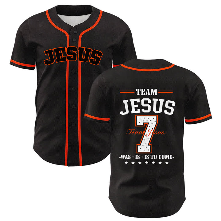 Camiseta de béisbol unisex del equipo de Christianartworkshop Jesús número 7: Fue, es, es y vendrá. - Naranja - 5XL - image 15
