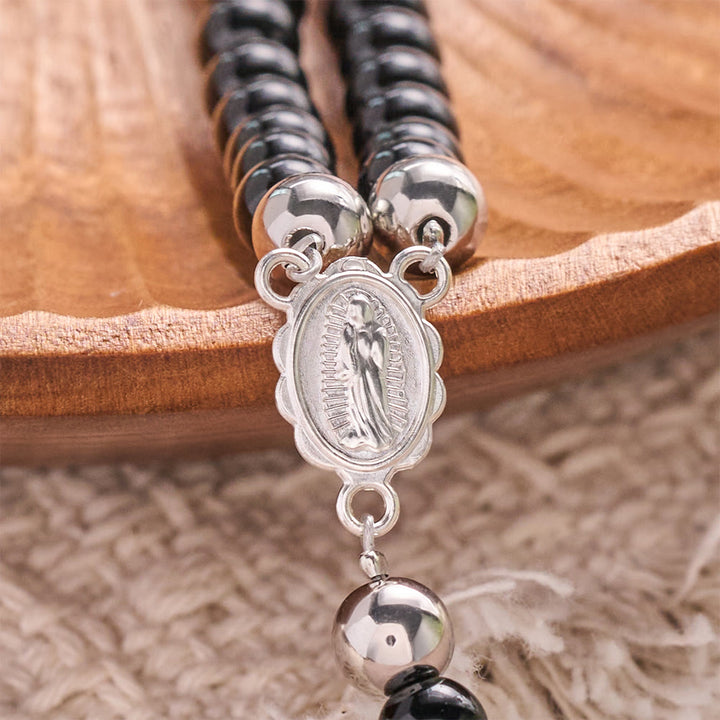 Christianartworkshop Pulsera redonda de cuentas con cruz y medalla sagrada: emblema de la pura misericordia celestial. - image 11