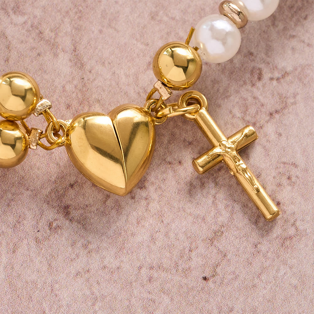 Christianartworkshop Pulsera redonda de cuentas con cruz y medalla sagrada: emblema de la pura misericordia celestial. - image 3