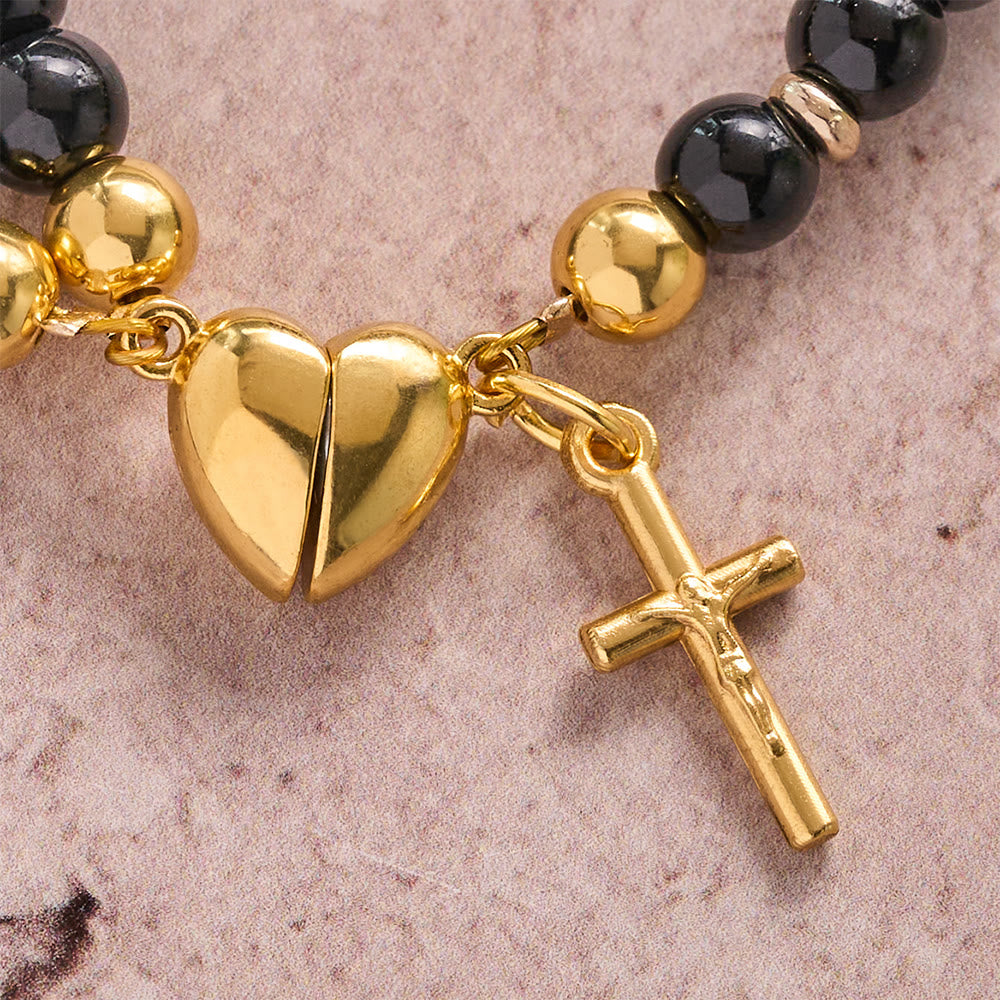 Christianartworkshop Pulsera redonda de cuentas con cruz y medalla sagrada: emblema de la pura misericordia celestial. - image 6