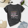 Christianartworkshop Camiseta de mujer con cuello en V Chosen Daughter Graphic Heather Charcoal - Gris oscuro - 2XL - image 0