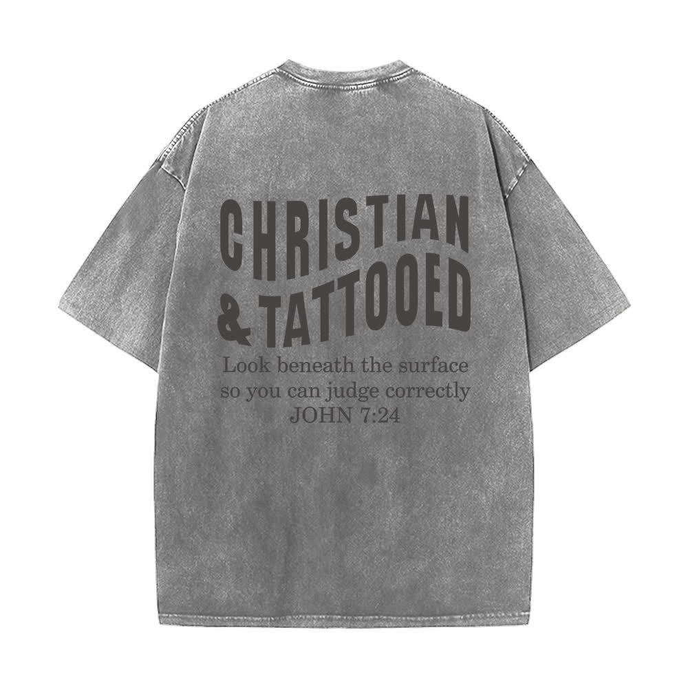 Christianartworkshop Camiseta vintage con estampado urbano de Juan 7:24 - image 1