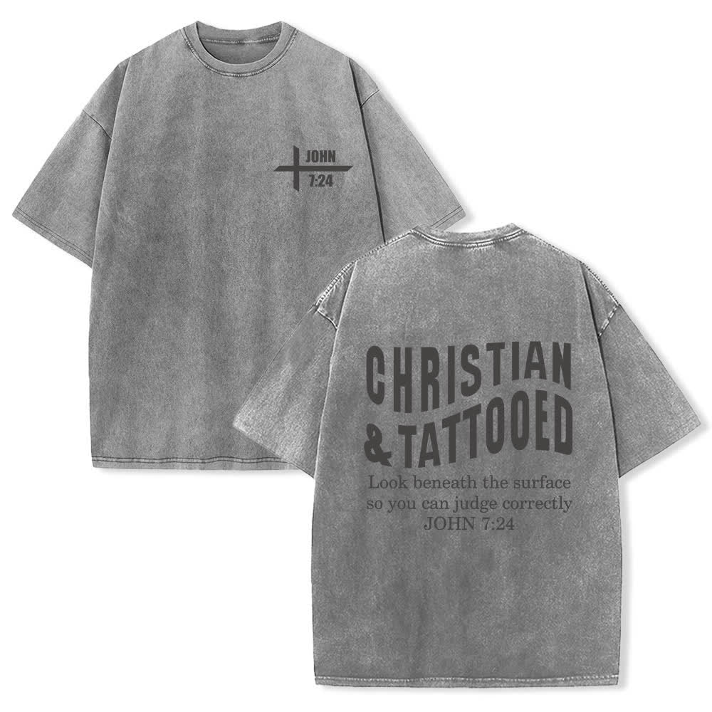 Christianartworkshop Camiseta vintage con estampado urbano de Juan 7:24 - Gris - 4XL - image 0