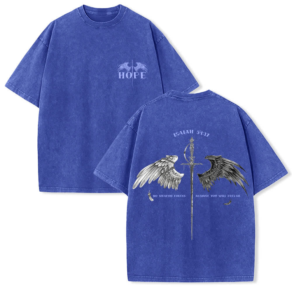 Christianartworkshop Camiseta lavada con la frase "Isaías 54:17 Alas de Esperanza" - Azul - 4XL - image 12
