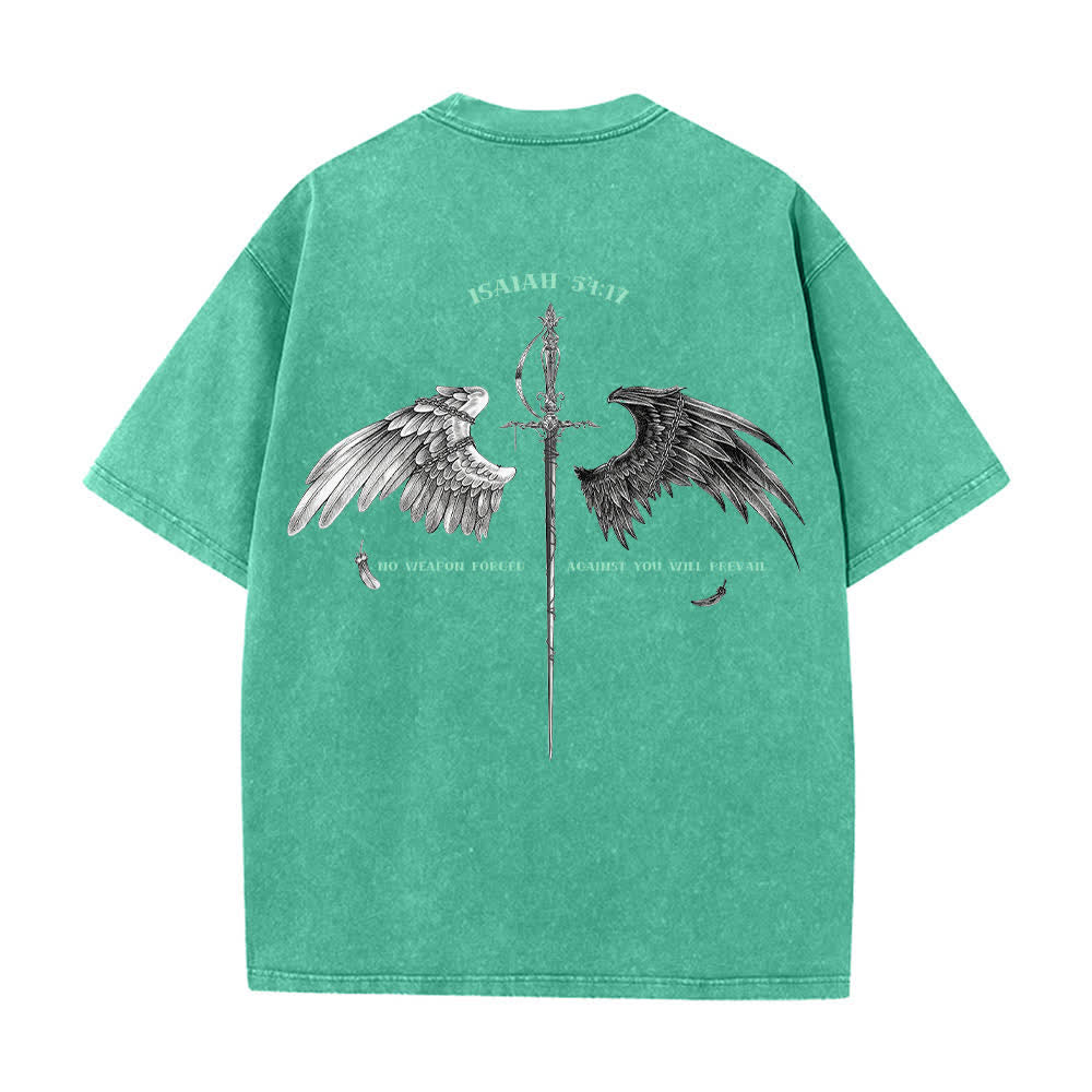 Christianartworkshop Camiseta lavada con la frase "Isaías 54:17 Alas de Esperanza" - image 10