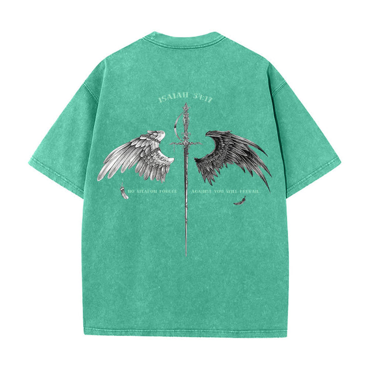 Christianartworkshop Camiseta lavada con la frase "Isaías 54:17 Alas de Esperanza" - image 10