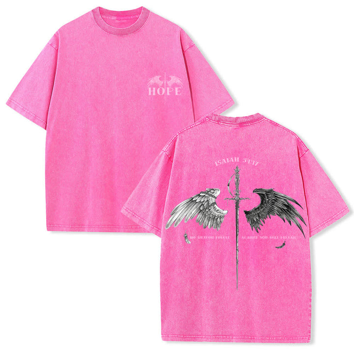 Christianartworkshop Camiseta lavada con la frase "Isaías 54:17 Alas de Esperanza" - Rosa - 4XL - image 21