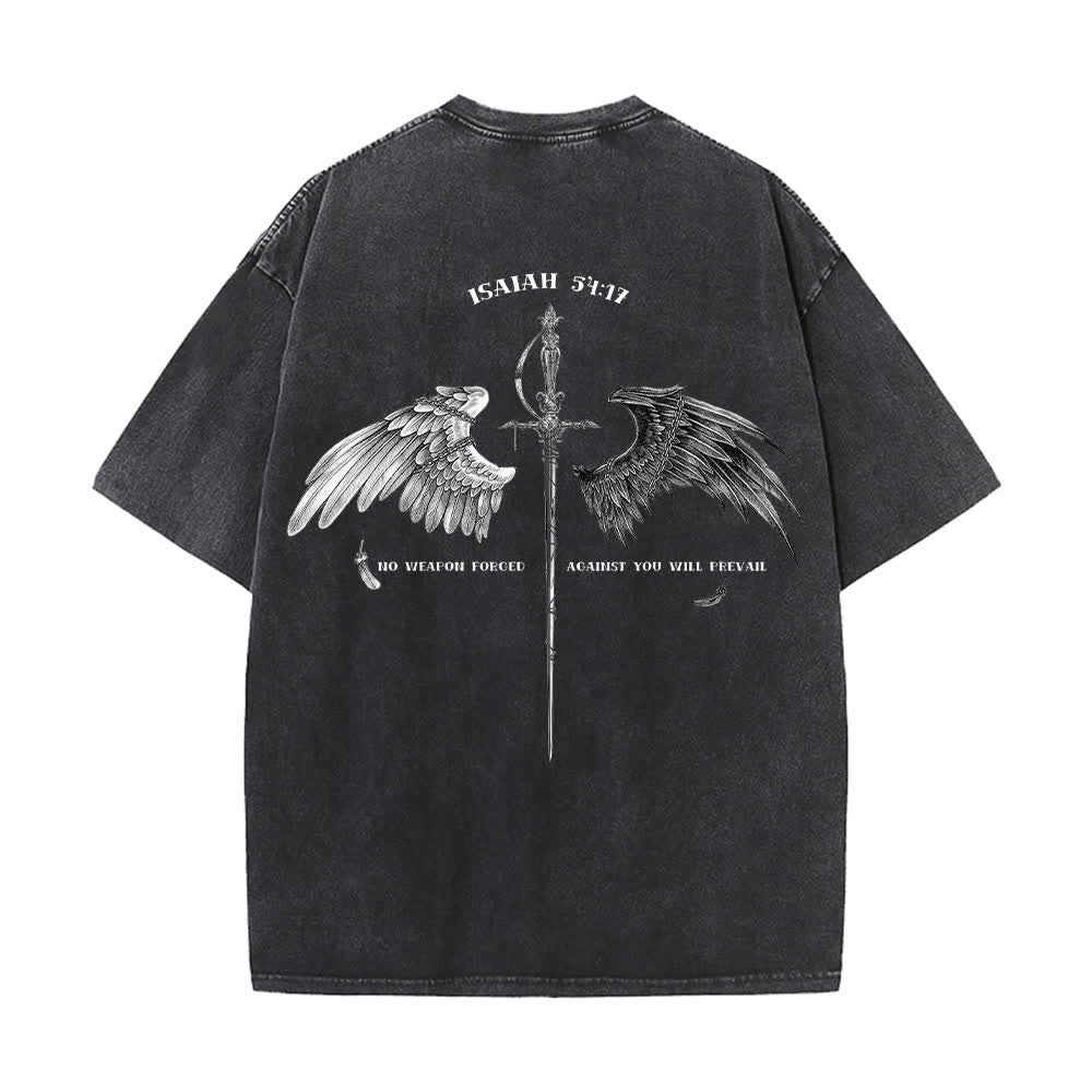 Christianartworkshop Camiseta lavada con la frase "Isaías 54:17 Alas de Esperanza" - Negro - 4XL - image 1