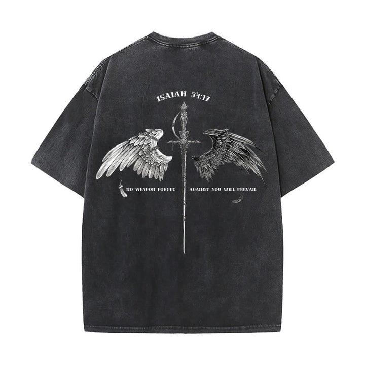 Christianartworkshop Camiseta lavada con la frase "Isaías 54:17 Alas de Esperanza" - Negro - 4XL - image 1