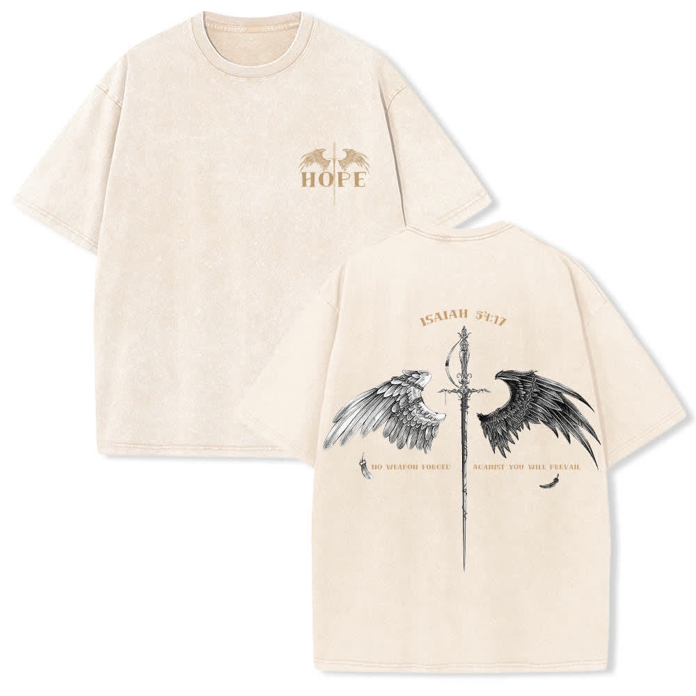 Christianartworkshop Camiseta lavada con la frase "Isaías 54:17 Alas de Esperanza" - Beige - 4XL - image 6