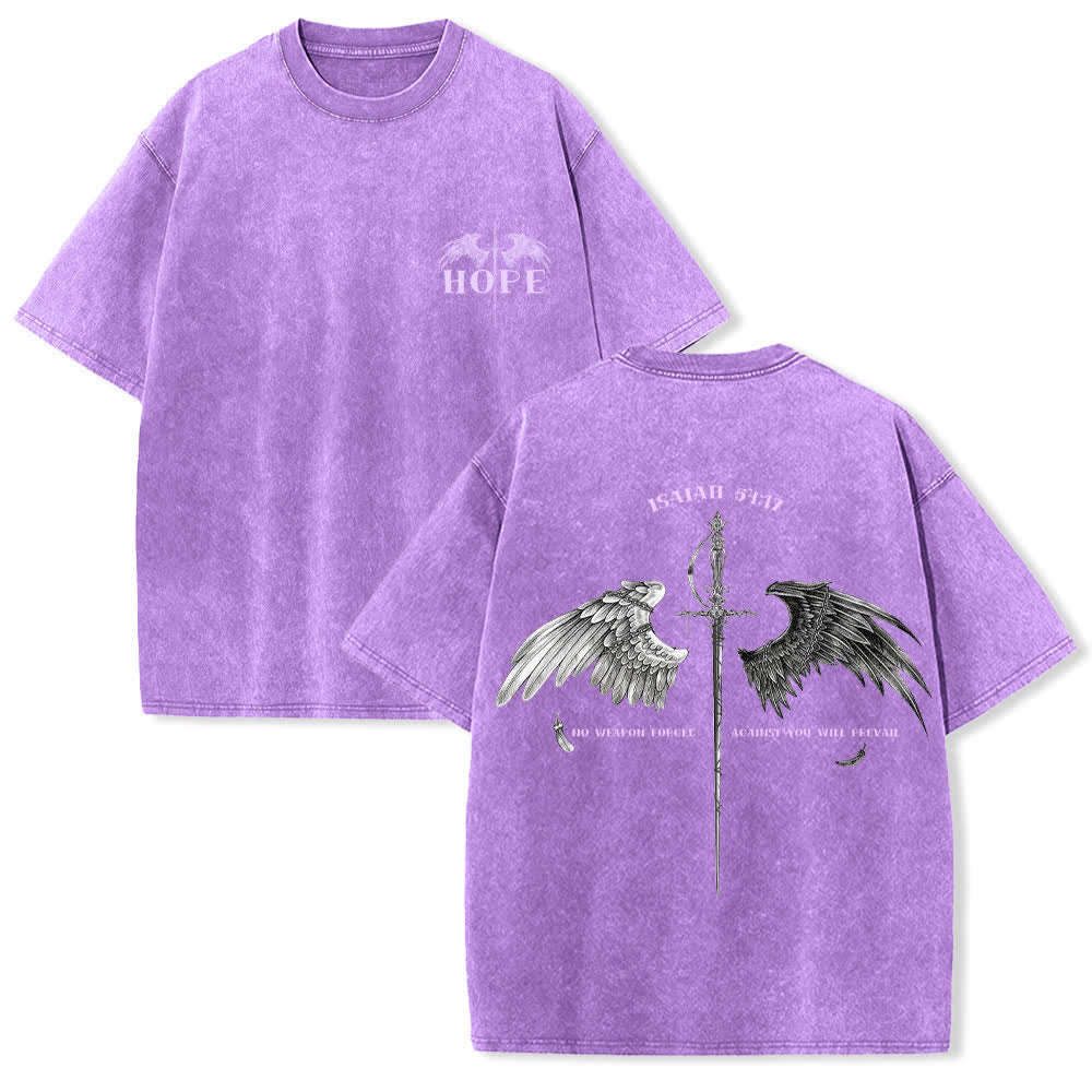 Christianartworkshop Camiseta lavada con la frase "Isaías 54:17 Alas de Esperanza" - image 24