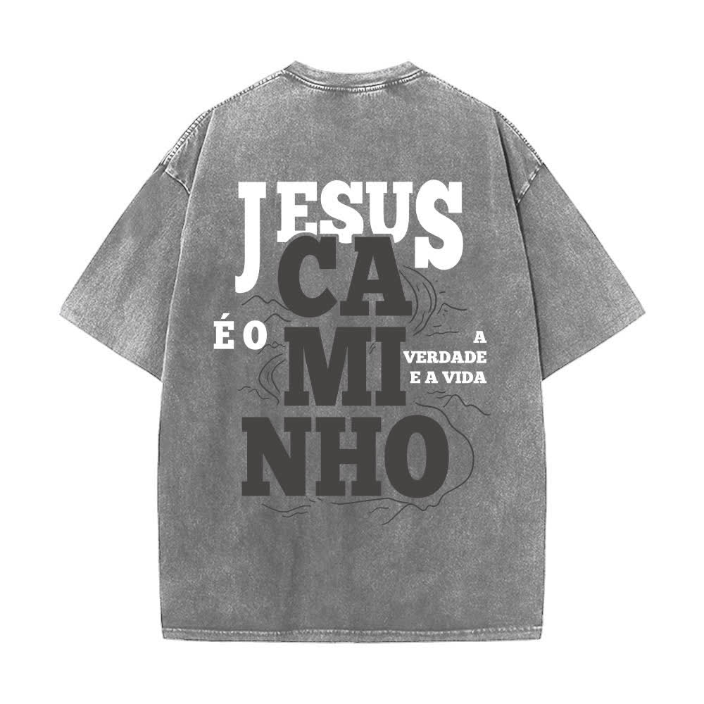 Christianartworkshop Camiseta extragrande vintage lavada de Jesús Caminho - image 1