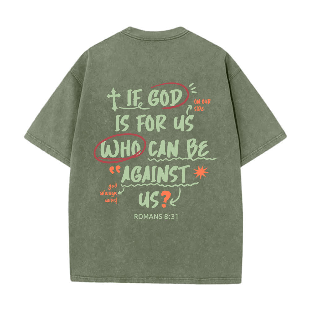 Christianartworkshop Camiseta lavada de corte recto Si Dios está con nosotros - image 4