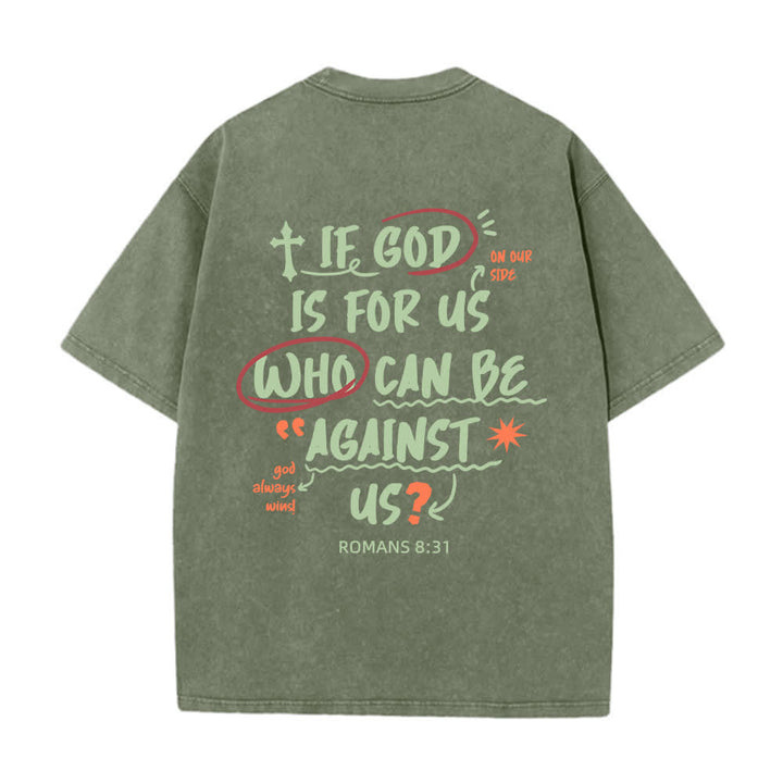Christianartworkshop Camiseta lavada de corte recto Si Dios está con nosotros - image 4