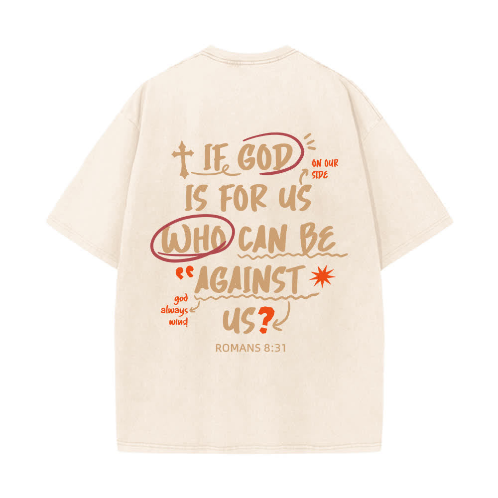 Christianartworkshop Camiseta lavada de corte recto Si Dios está con nosotros - image 1