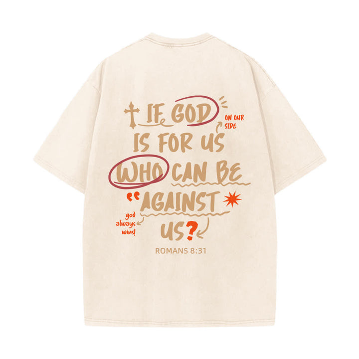 Christianartworkshop Camiseta lavada de corte recto Si Dios está con nosotros - image 1