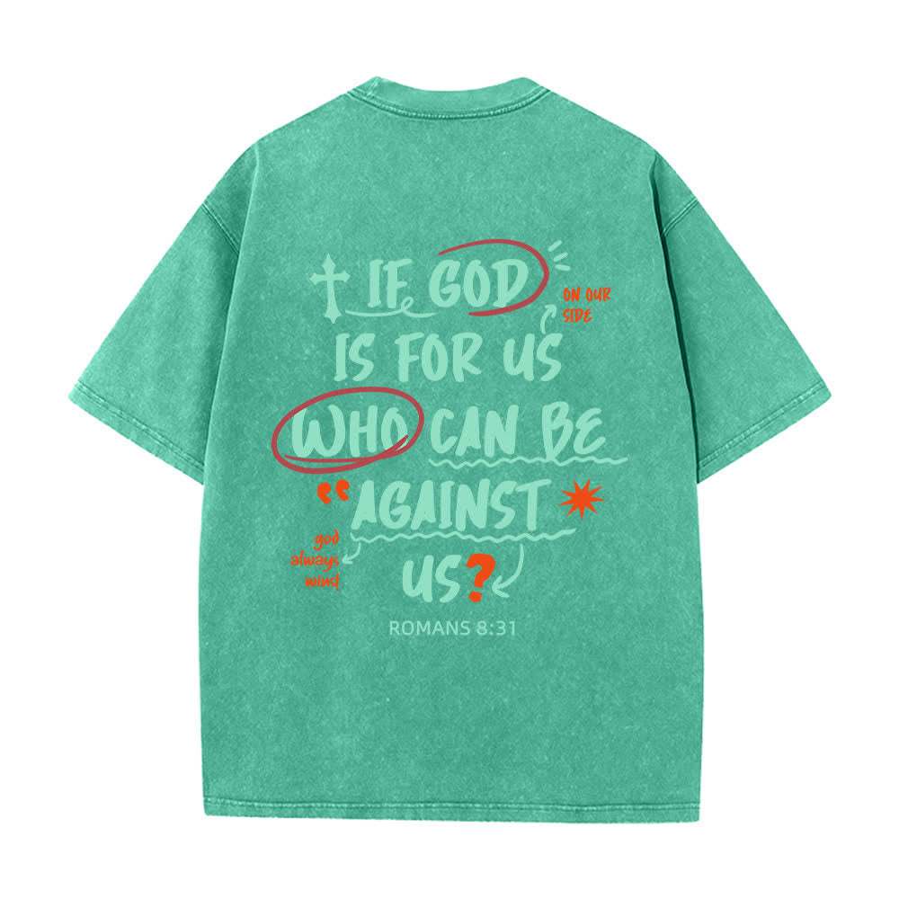 Christianartworkshop Camiseta lavada de corte recto Si Dios está con nosotros - image 7