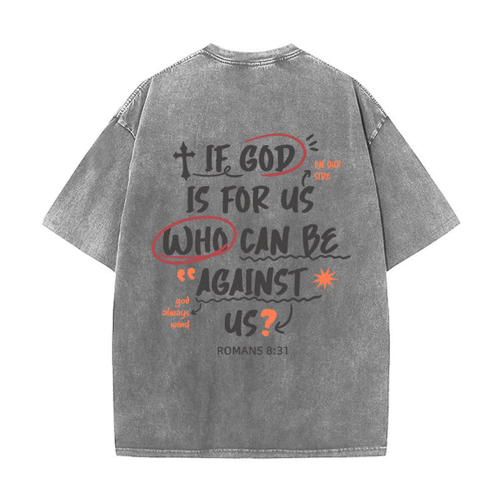 Christianartworkshop Camiseta lavada de corte recto Si Dios está con nosotros - image 13