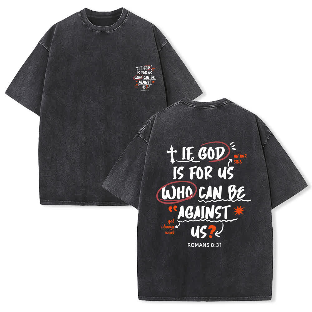 Christianartworkshop Camiseta lavada de corte recto Si Dios está con nosotros - Negro - 4XL - image 9