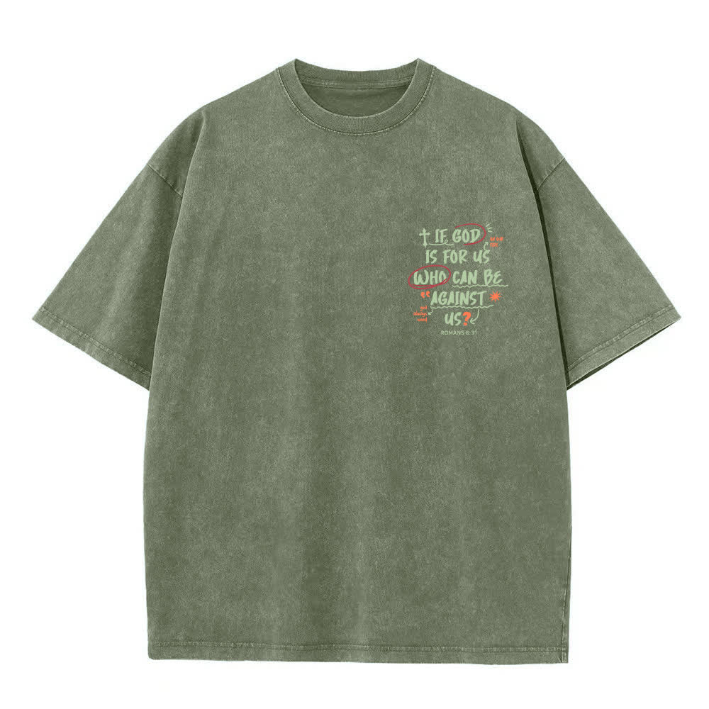 Christianartworkshop Camiseta lavada de corte recto Si Dios está con nosotros - image 5