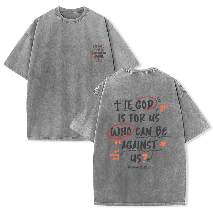 Christianartworkshop Camiseta lavada de corte recto Si Dios está con nosotros - Gris - 4XL - image 12