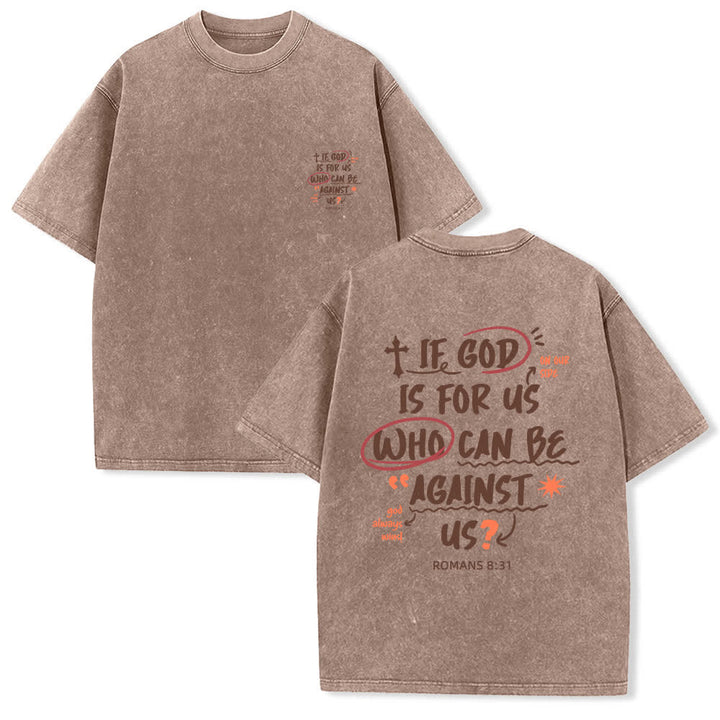 Christianartworkshop Camiseta lavada de corte recto Si Dios está con nosotros - Marrón - 4XL - image 15