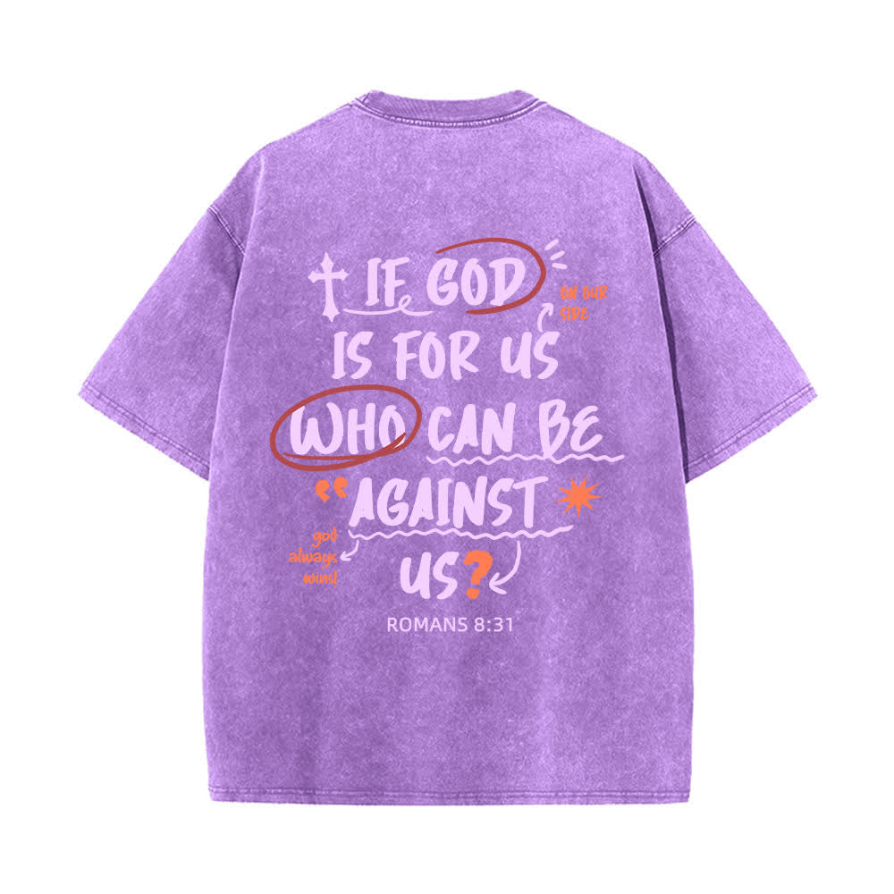 Christianartworkshop Camiseta lavada de corte recto Si Dios está con nosotros - image 22