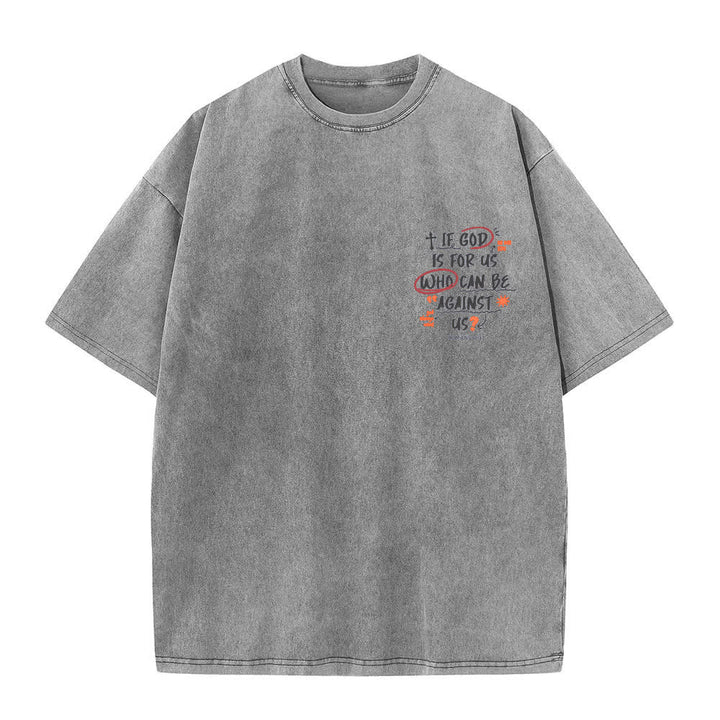 Christianartworkshop Camiseta lavada de corte recto Si Dios está con nosotros - image 14