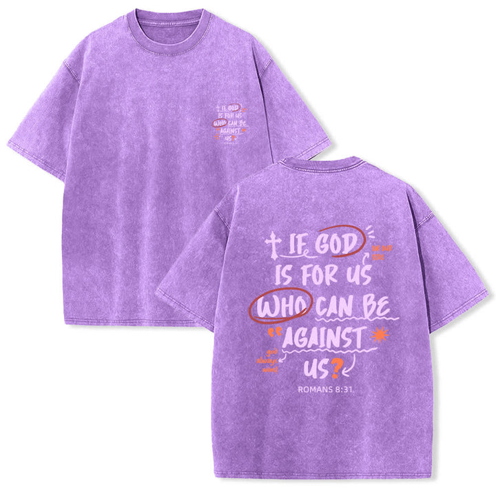 Christianartworkshop Camiseta lavada de corte recto Si Dios está con nosotros - Púrpura - 4XL - image 21