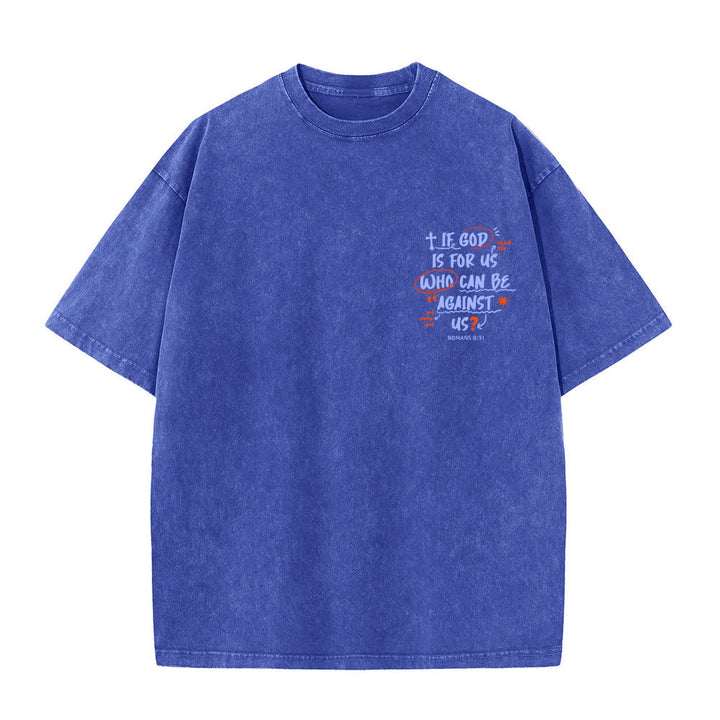 Christianartworkshop Camiseta lavada de corte recto Si Dios está con nosotros - image 20
