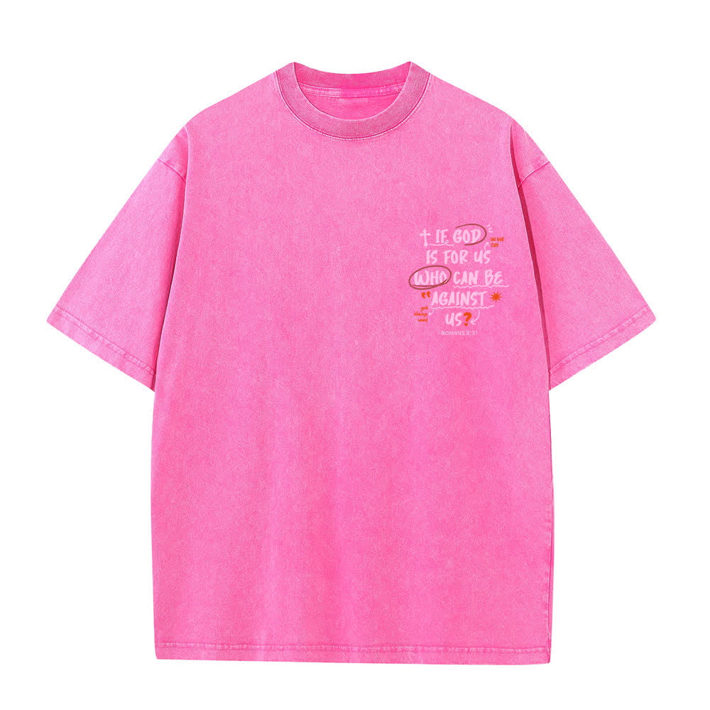 Christianartworkshop Camiseta lavada de corte recto Si Dios está con nosotros - image 26