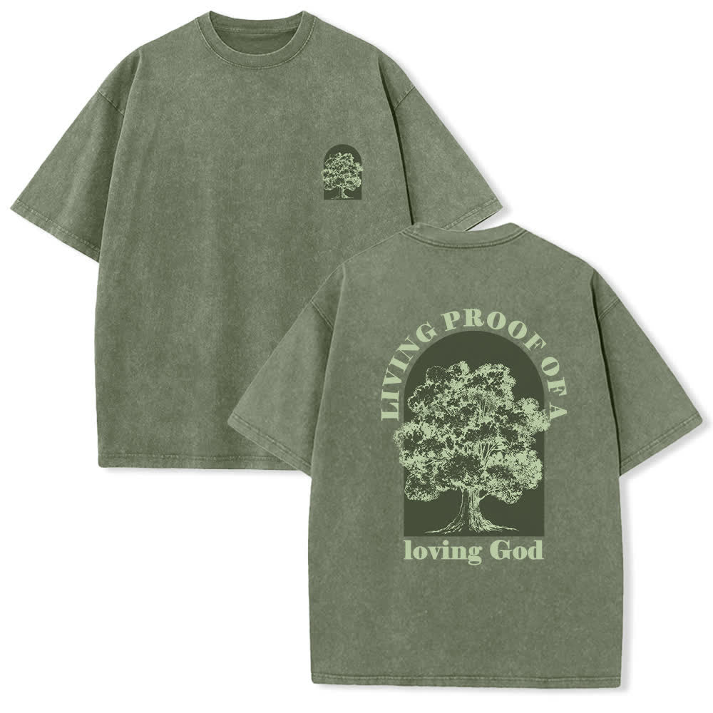 Christianartworkshop Camiseta extragrande lavada con estampado de árbol de Living Proof - Verde militar - 4XL - image 0