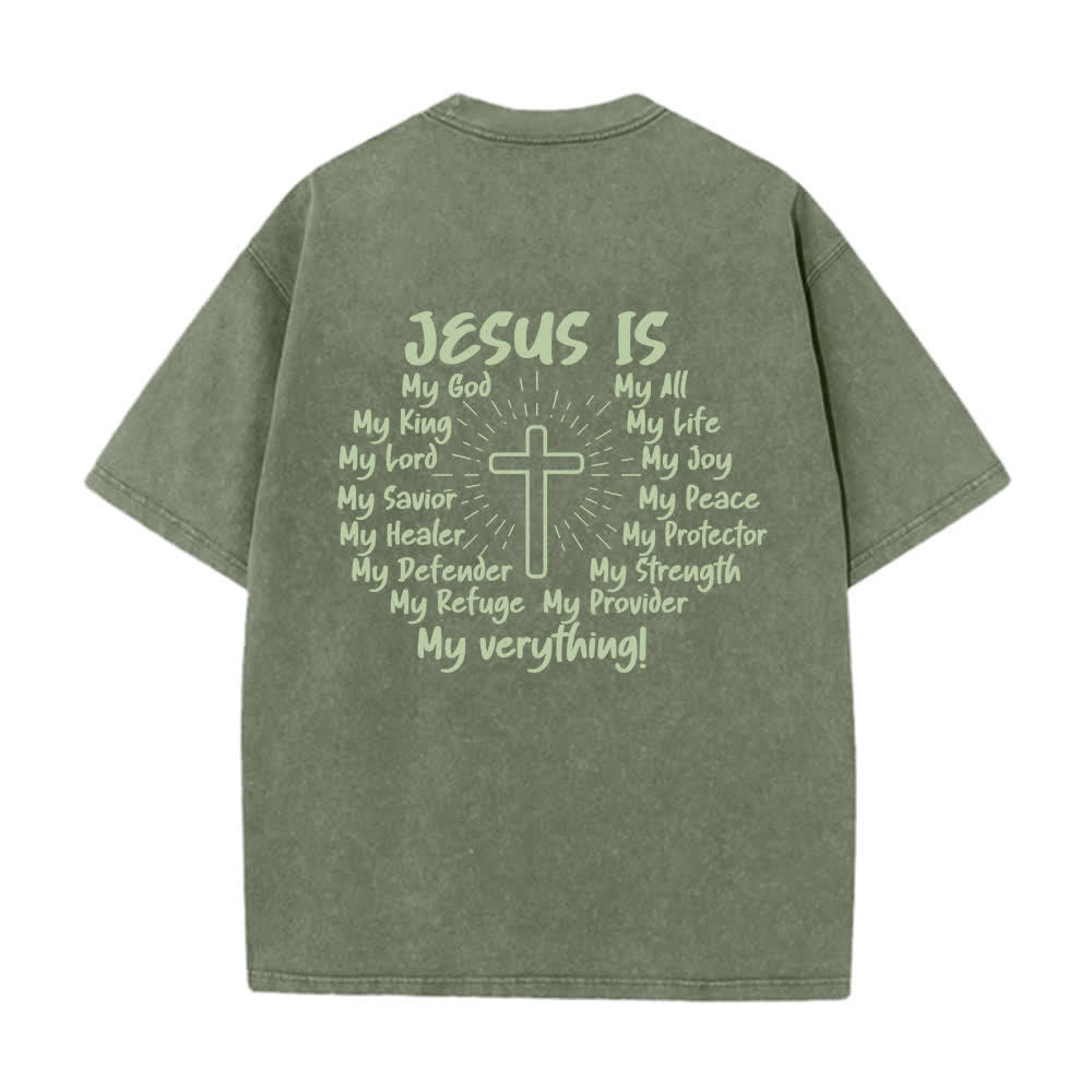 Christianartworkshop Camiseta extragrande lavada con estampado de la cruz en la espalda de Jesús - image 4