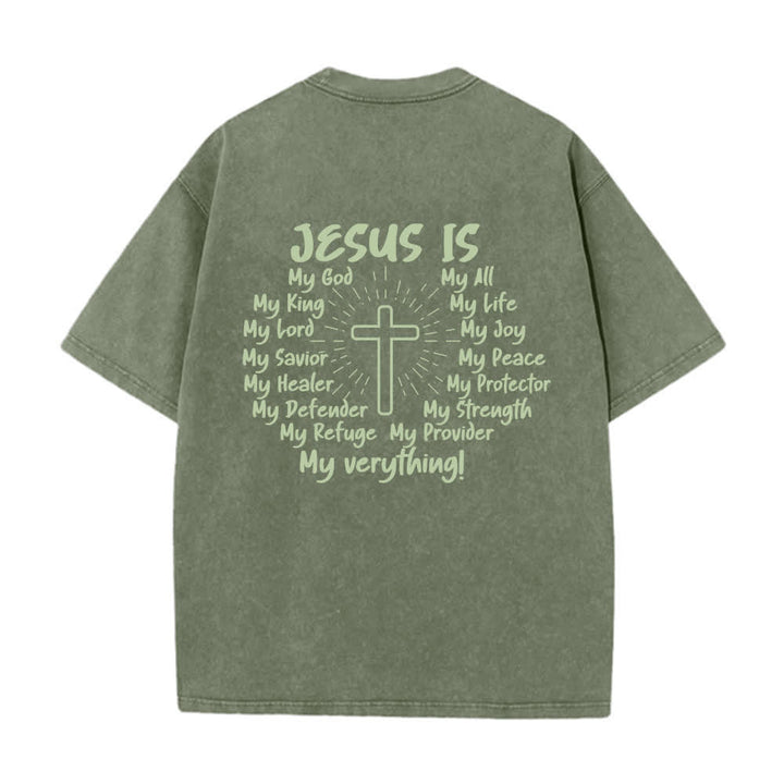 Christianartworkshop Camiseta extragrande lavada con estampado de la cruz en la espalda de Jesús - image 4
