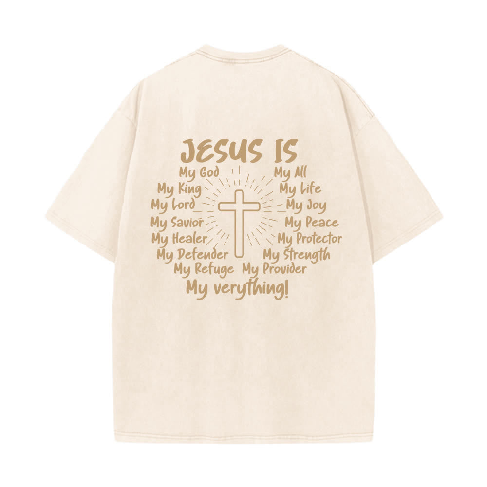 Christianartworkshop Camiseta extragrande lavada con estampado de la cruz en la espalda de Jesús - image 7