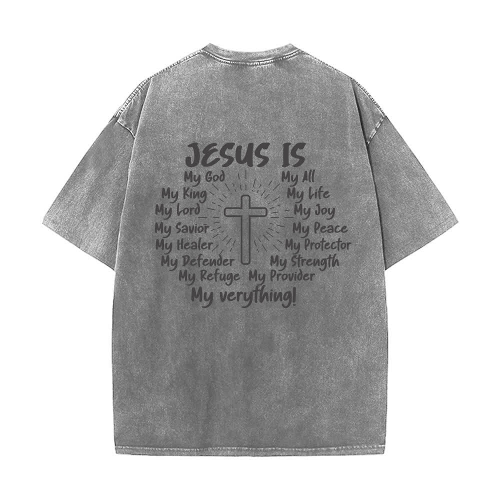 Christianartworkshop Camiseta extragrande lavada con estampado de la cruz en la espalda de Jesús - image 13