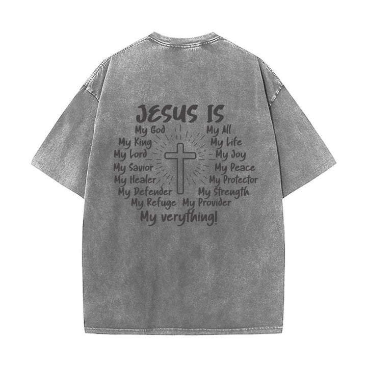Christianartworkshop Camiseta extragrande lavada con estampado de la cruz en la espalda de Jesús - image 13