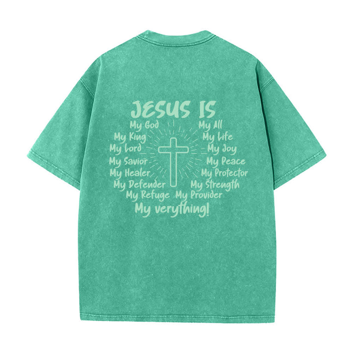 Christianartworkshop Camiseta extragrande lavada con estampado de la cruz en la espalda de Jesús - image 16